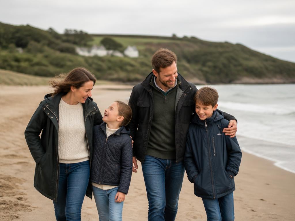 A family walking together along the Wicklow coast