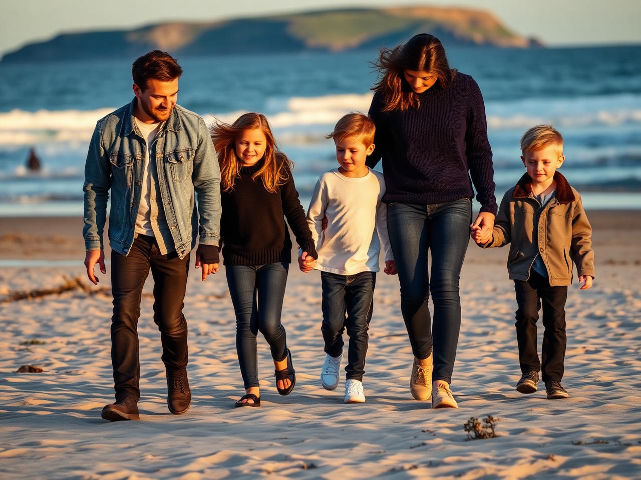 A family walking together along the Wicklow coast