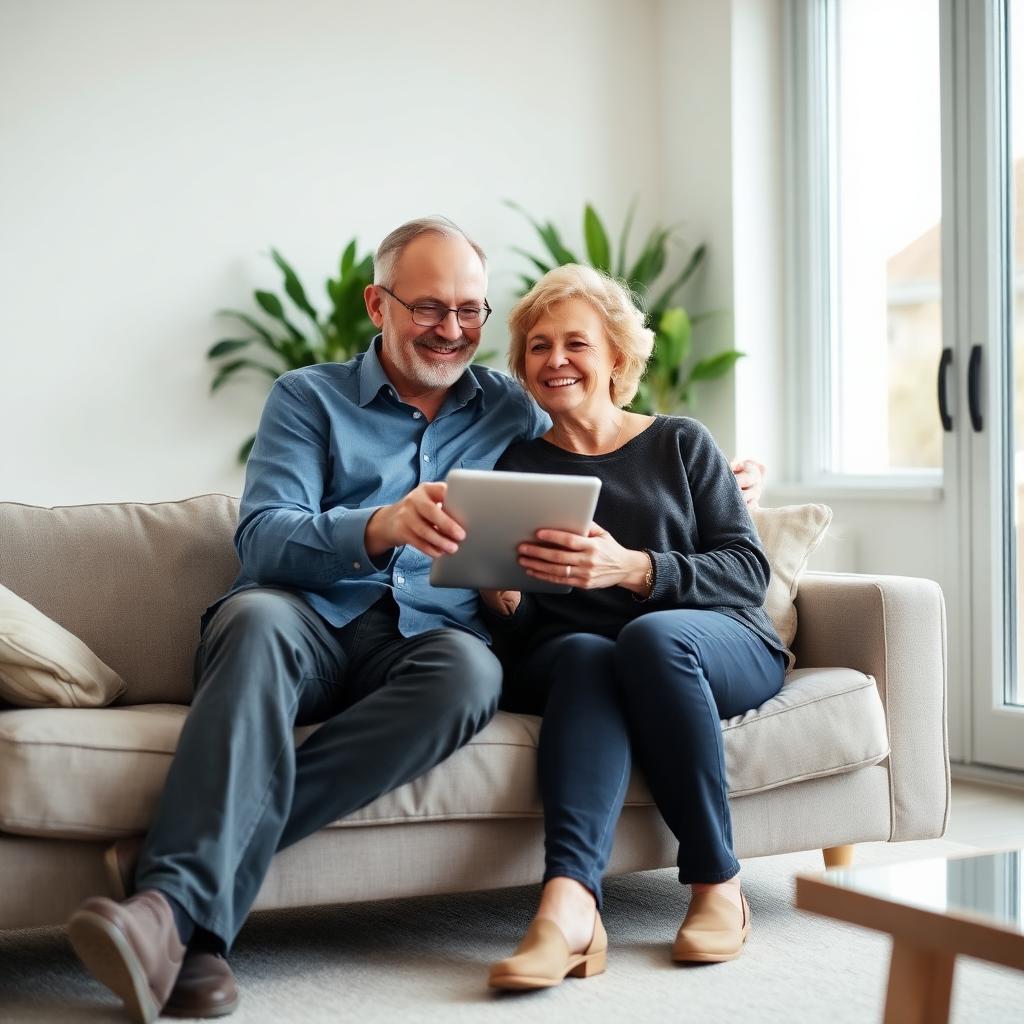 A couple reviewing their financial plan together at home